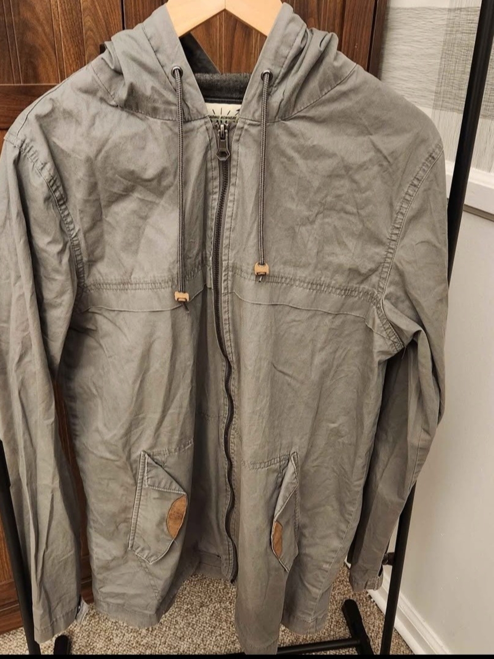 Lightweight Gray Hooded Zip Jacket